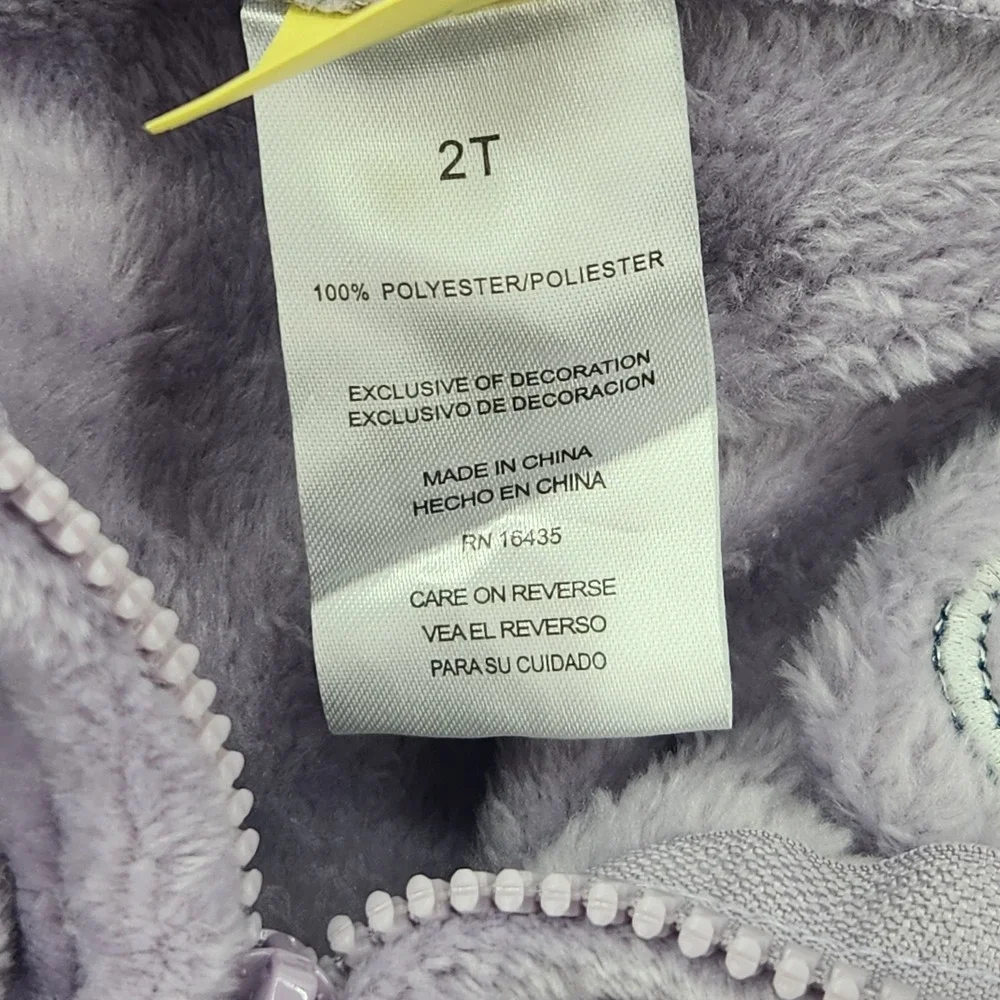Disney Stitch Angel Girls Purple Faux Fur Zip Up Hoodie Jacket‎ 2T NWT - Picture 4 of 5